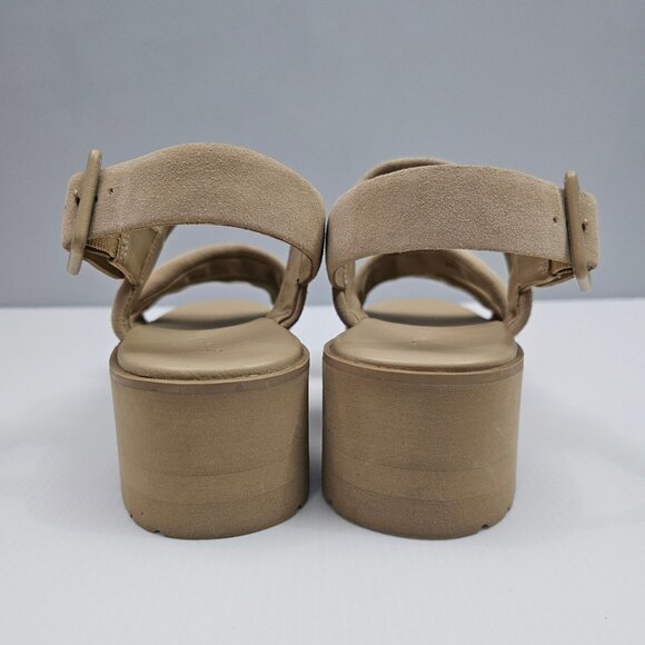 NEW Vince Skylar Platform Sandal Womens 8 Beige Suede Slingback Wedge Neutral - Picture 9 of 13
